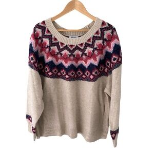 Old Navy Festive Fair Isle Pattern Crew Neck Pullover Sweater Top Size 3X